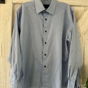 David Donahue Men's Soft Blue Button-Front Dress Shirt 16.5 32/33